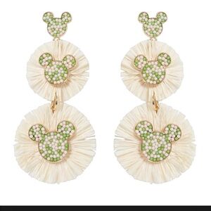 Disney Parks Collection X Baublebar Mickey Icon Raffia Earrings New rare*